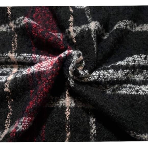 Boho Buffalo Plaid Poncho Pashmina Shawl Wrap Cape Sweater Knitting Cardigan - Picture 6 of 7